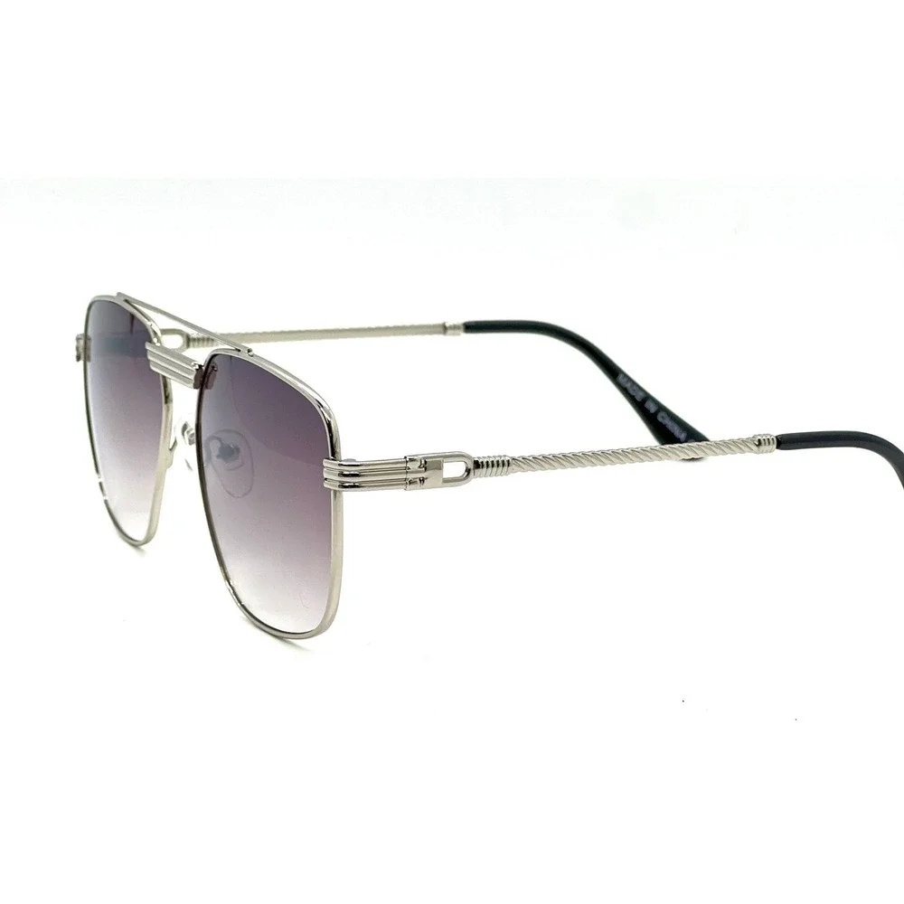 Men Sunglasses Fashion Silver Frame‎ Black Lens Sun UV Protection Driving Lentes